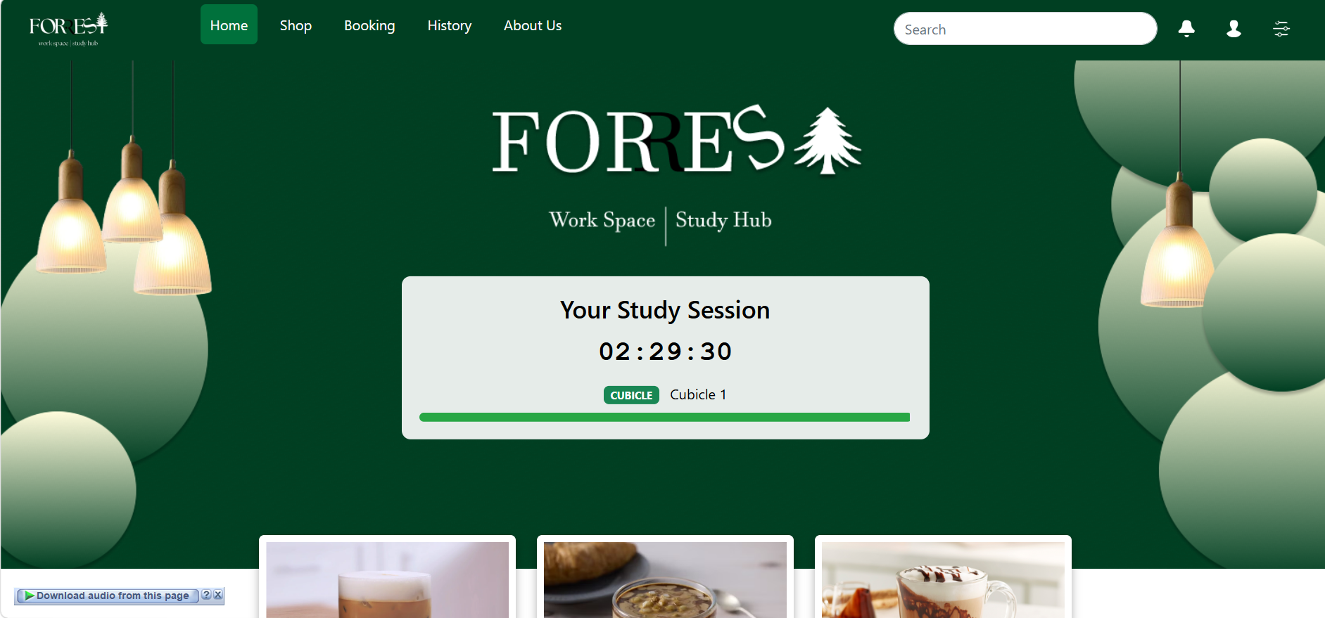 ForRest Study Hub user booking portal