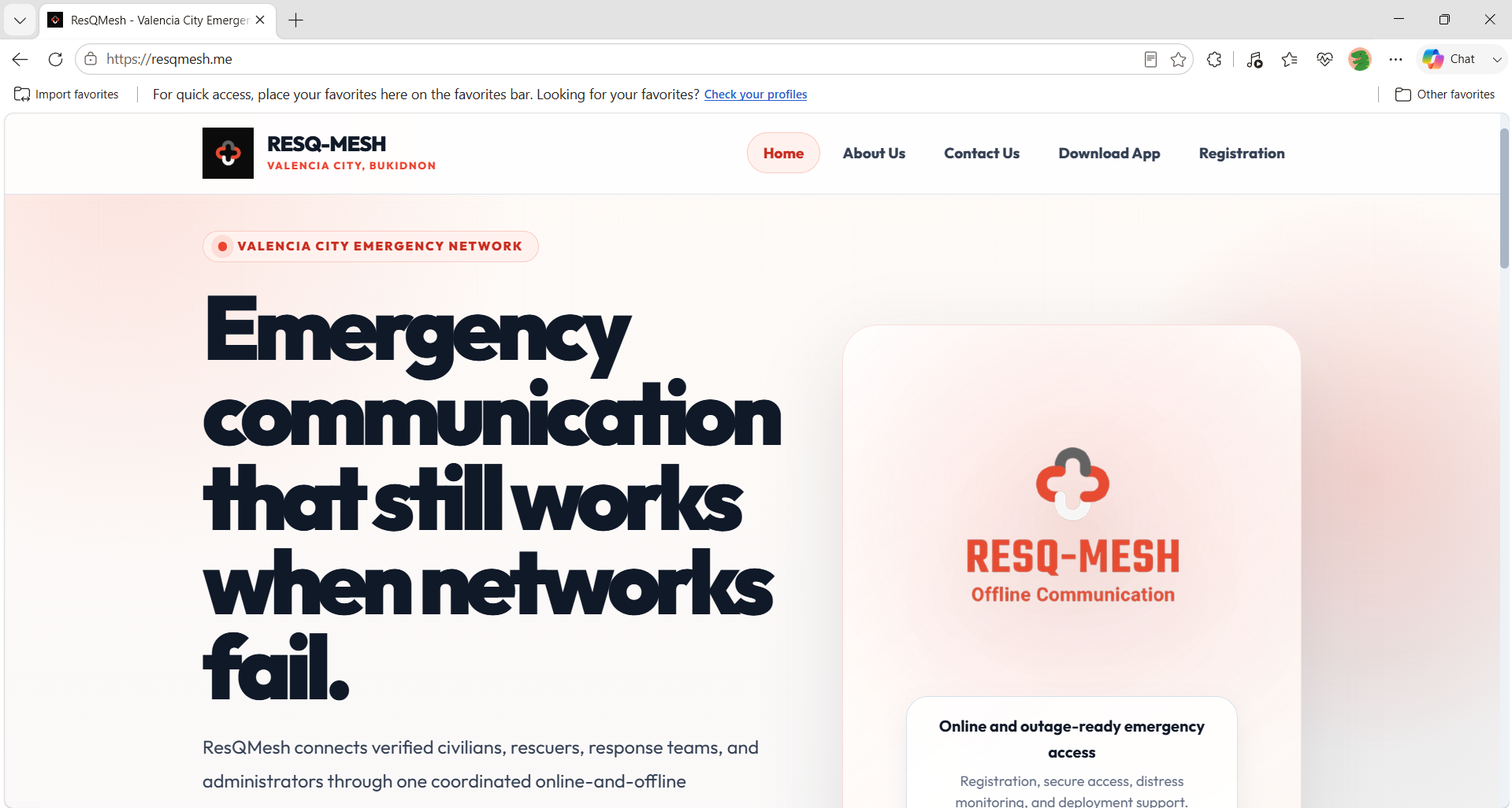 ResQMesh public landing website homepage
